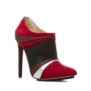 GX By Gwen Stefani Kameko Suede Red Black Heels Pumps Women's Size 8.5